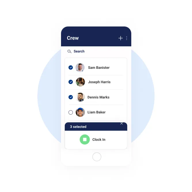 Clock in screen on the Workyard app